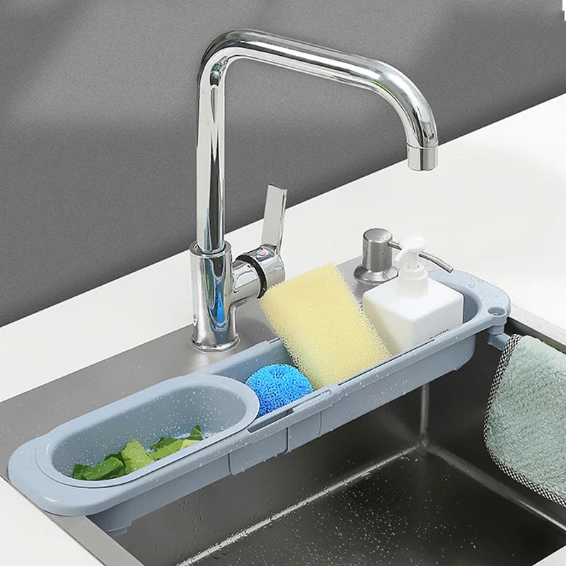 Sinkura FlexDry Organizer Verstellbares Spülbecken-Abtropfregal mit Handtuchhalter | Teleskopisch & belüftet