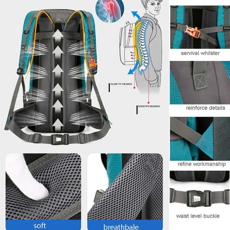 Alpivento 70L Trekkingrucksack | Wasserdichter Camping-Rucksack mit Regenschutz | Großer Outdoor Rucksack für Wandern, Bergsteigen & Reisen  Markenname:
