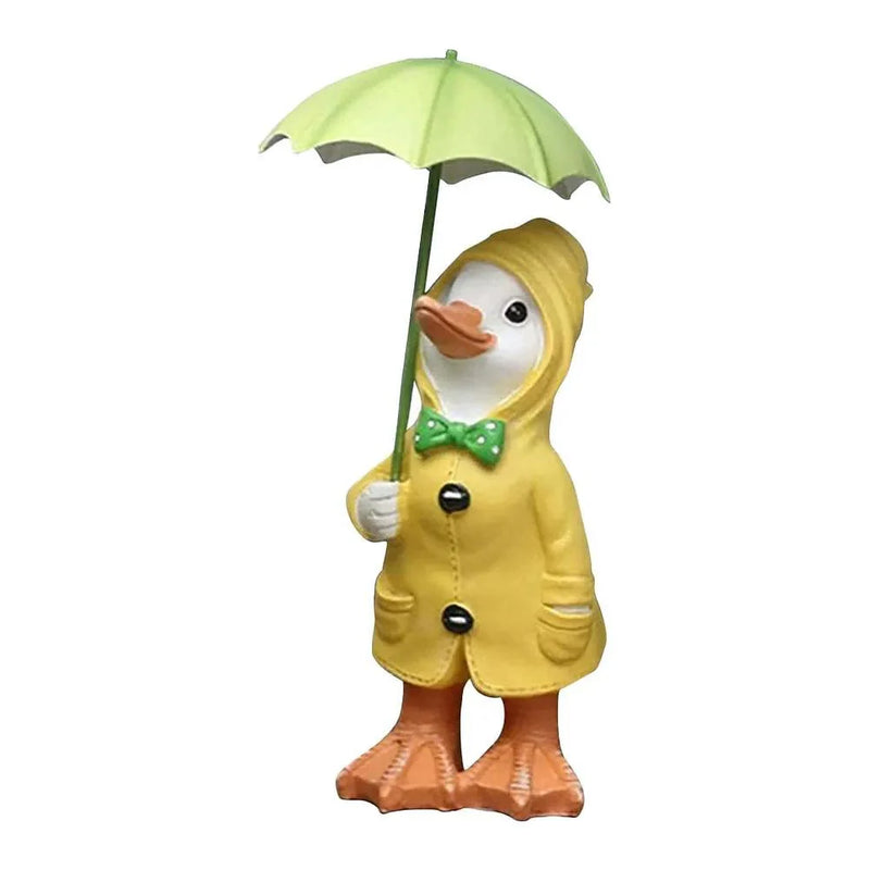 Gartenfiguren Enten 2er Set | Handbemalt | Wetterfestes Harz | 12x6 cm