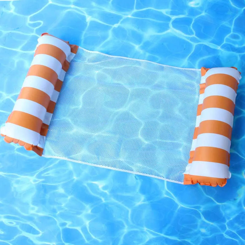 AQUAVIVA Wasserhängematte aufblasbar | 130×70 cm | Faltbare Pool-Liege mit Rückenlehne | Schwimmbett für Pool, Strand & Urlaub