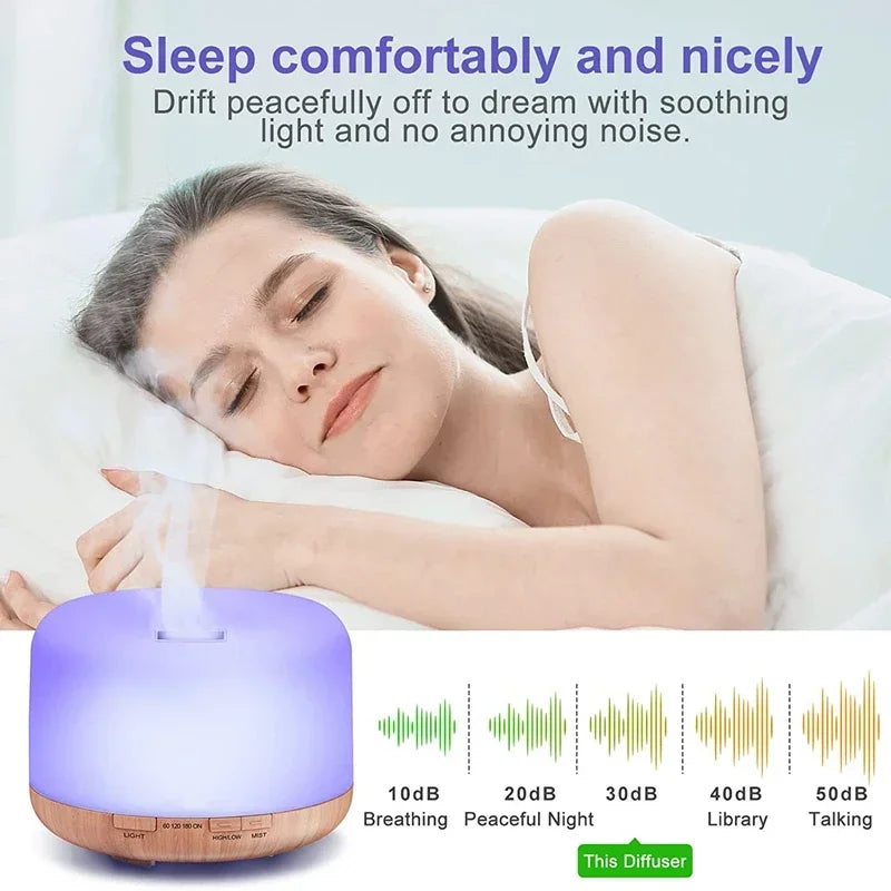 Aromora Mini Aroma Diffuser | 500 ml | Holzoptik | Ultraschall & LED Nachtlicht | USB-Betrieb