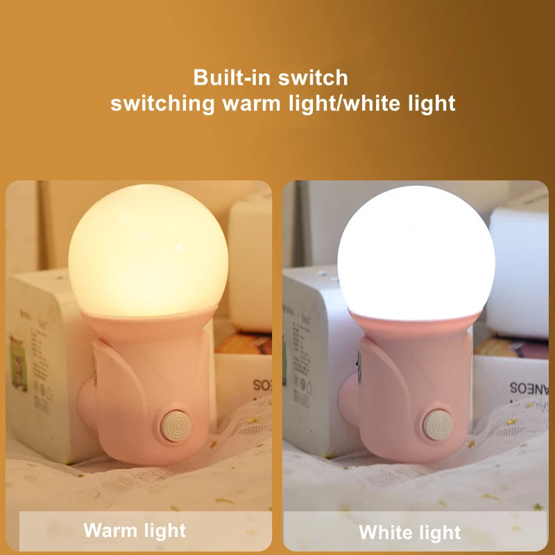 LumoEase LED-Nachtlicht mit EU-/US-Stecker | 2 Lichtfarben & Dimmfunktion | Augenschonend & Energiesparend | Für Schlafzimmer, Flur & Wohnzimmer