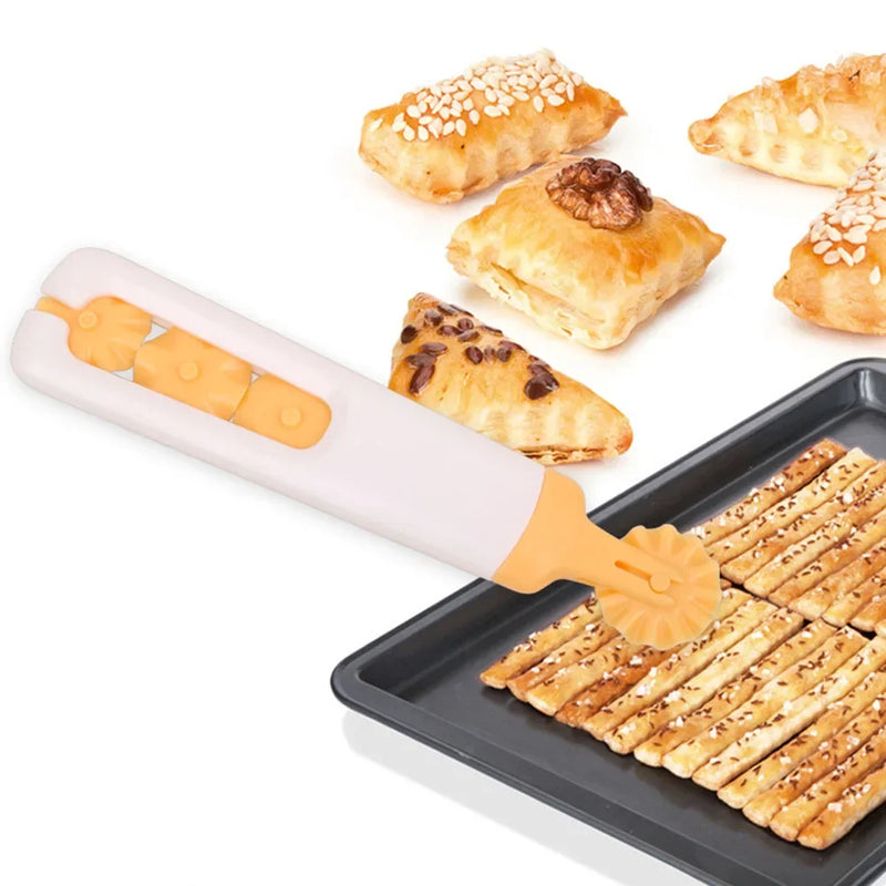 Bakelo Teigroller Schneider | Vielseitiger Kuchenteig-Schneider | 15,7 × 3,4 cm | Backhelfer aus Kunststoff