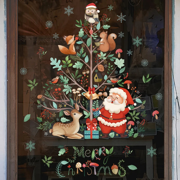 Glimoria | Weihnachtsfensteraufkleber 2025 | Weihnachtsmann & Tannenbaum | Abnehmbare Fenstersticker für Glas & Wände | Festliche Deko für Weihnachten & Neujahr