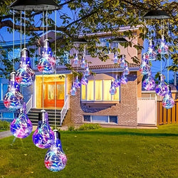 Lunavo Klanglicht Solar Windspiel mit Farbwechsel | 6 LED-Hängelampen | Für Garten, Balkon & Terrasse | Wetterfest & Dekorativ