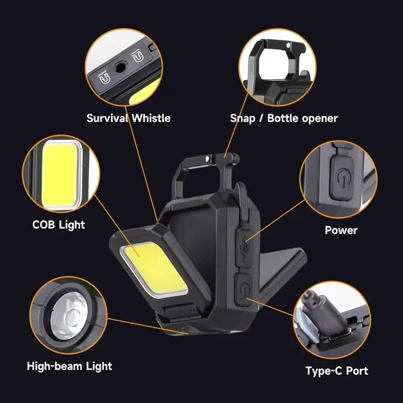 LumiTrek | Schlüsselanhänger-Arbeitslicht | 800 Lumen | 5 Modi | Magnetisch & Wiederaufladbar