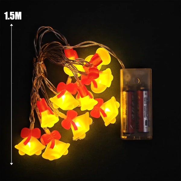 LED Weihnachtslichterkette | 1,5 m Batteriebetrieben mit 10 LEDs | Santa & Schneemann Anhänger | Für Baum, Fenster & Festdekoration | LumiNoel