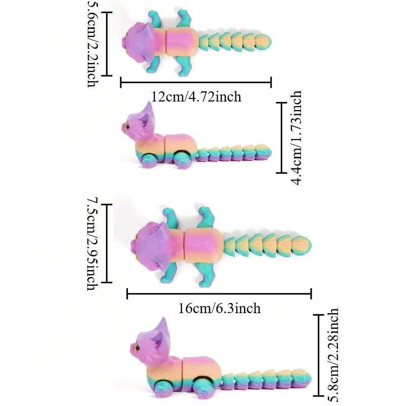 3D-Katzenfigur beweglich | 12/16 cm | Deko & Geschenkidee | Detailreich & flexibel