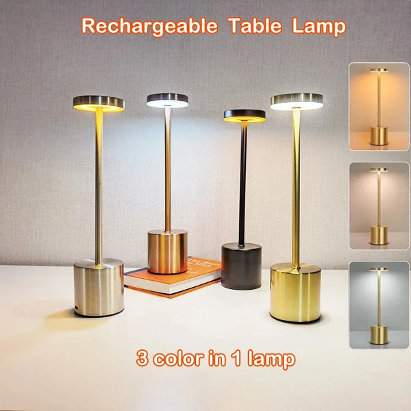 LUMORA LED-Tischlampe | Dimmbar & Kabellos | Wiederaufladbar | Aluminium