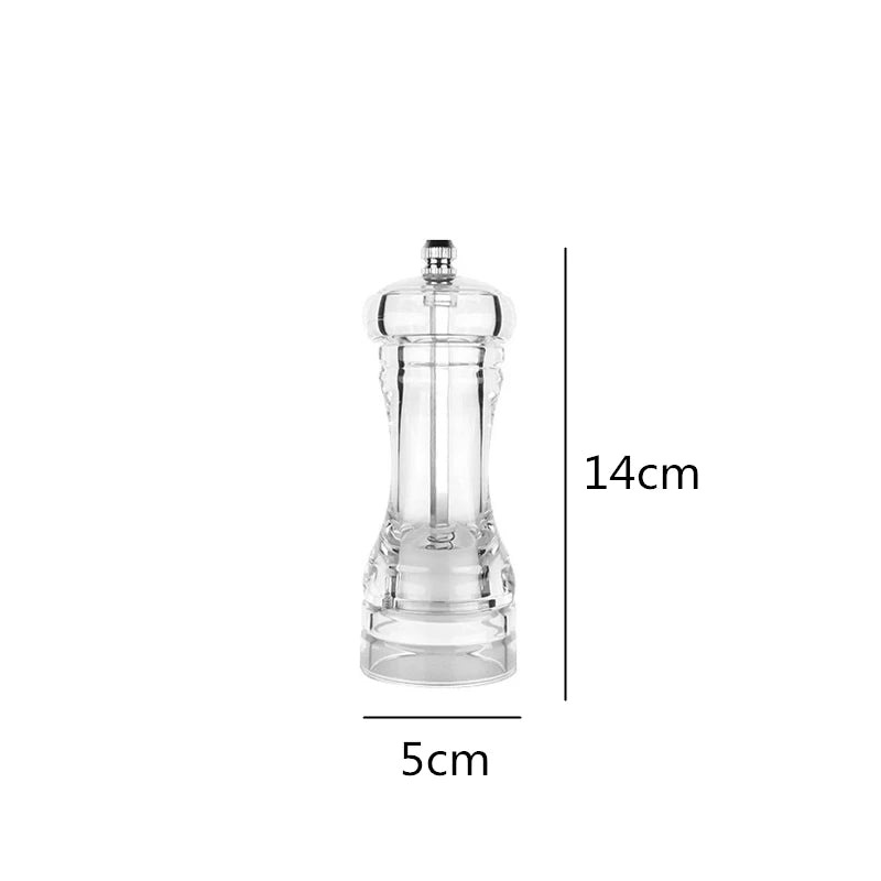 Klaroma SpiceMill Transparente Gewürzmühle aus Acryl | Einstellbarer Mahlgrad & Nachfüllbar | Für Salz & Pfeffer