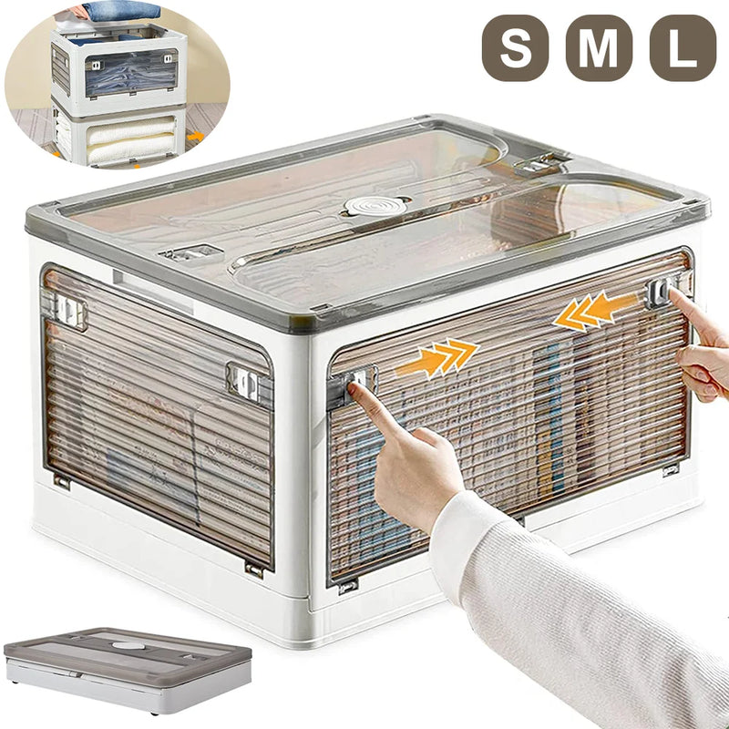 Flexora Faltbare Aufbewahrungsbox | Transparente Klappbox mit Rollen & Griff | Stapelbar & Platzsparend | 27 L / 40 L / 53 L – Weiß