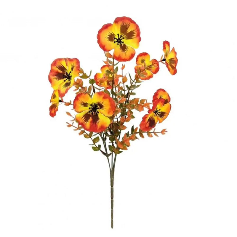 Floravida Elegance  Künstliche Stiefmütterchen mit Eukalyptus | UV-beständig | Herbstdeko für Haus & Garten | 37 × 19 cm
