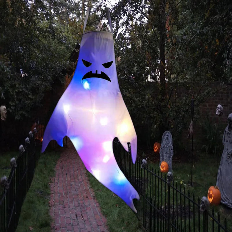 Halloween Geisterlichter SpookyGlow | LED Hängedeko Outdoor | Mit Leuchtgesichtern | Großformat