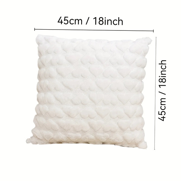 Dekokissenhülle „Luvina“ | Herzförmiges Plüschkissen in Uni-Farben | Weiche Kissenhülle für Sofa, Bett & Wohnzimmer | Valentinstags- & Wohnaccessoire