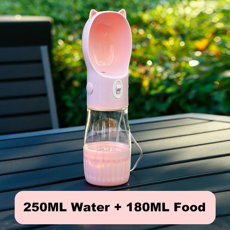 PetHydra Duo Hunde-Trinkflasche mit Futterbehälter | 2-in-1 Outdoor Spender | Für Kleine & Große Hunde & Katzen