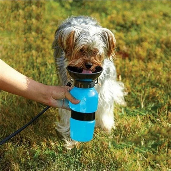 Hunde-Trinkflasche HydroPaws | 2-in-1 mit Napf | Auslaufsicher & Tragbar | 500ml | Blau, Rosa, Grau