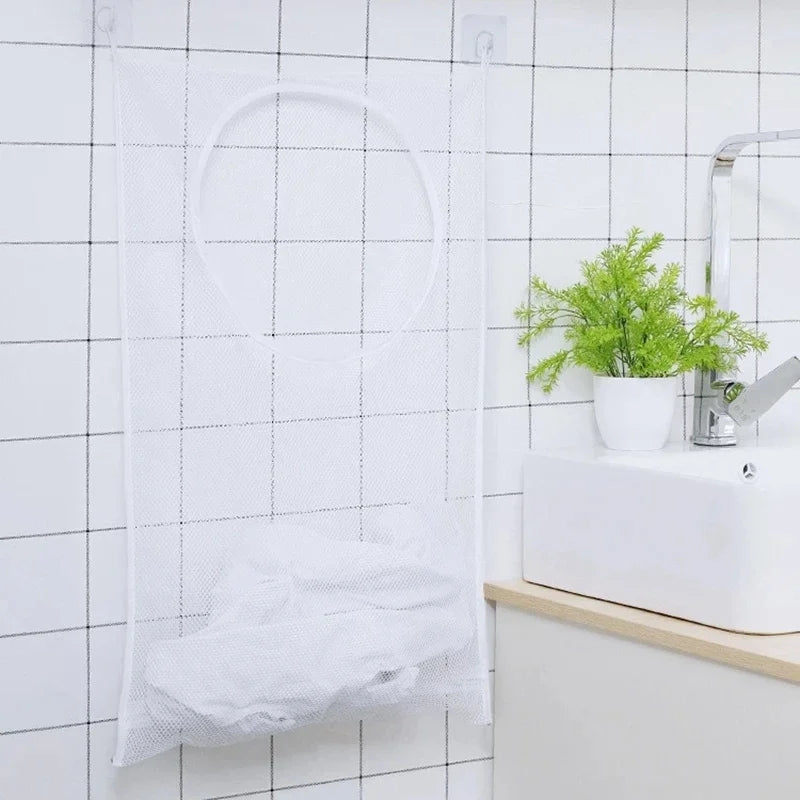 ReinRaum Wäschekorb Hängend | Faltbar & Atmungsaktiv | Mit Haken | Weiß 77×50cm