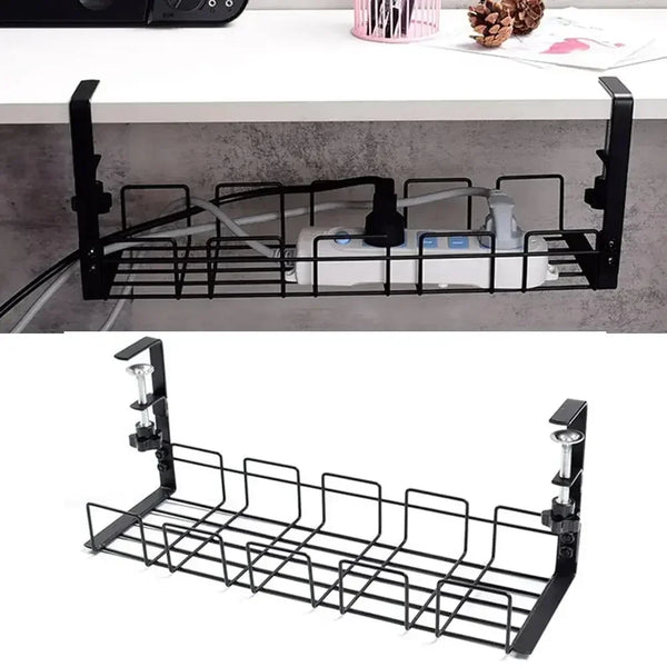 CABLORAX Kabelhalterung unter dem Schreibtisch | Metall-Kabelmanagement | Stabil & langlebig | 40,5 cm Breite | Schwarz