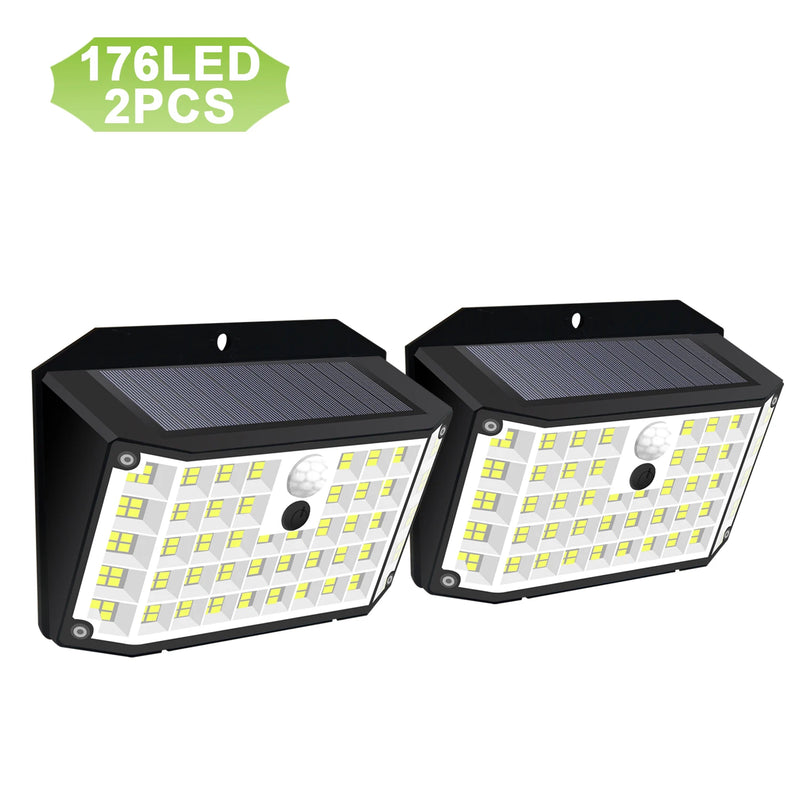 Solurex MotionLight 176 Solar Wandleuchte Außen mit Bewegungsmelder | 176 LEDs | 3 Modi | IP65 Wasserdicht | 3,7V 1W | Schwarz