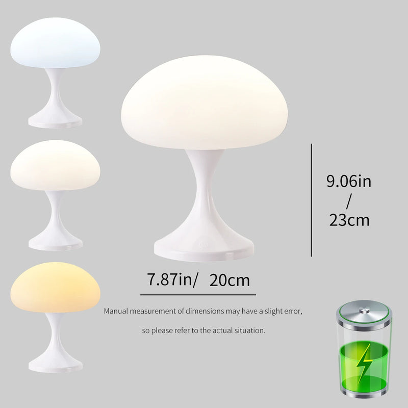 MushLume LED Tischlampe | Niedliches Pilzdesign | 3 Lichtmodi & 10 Helligkeitsstufen | Augenschonend | 20 × 23 cm