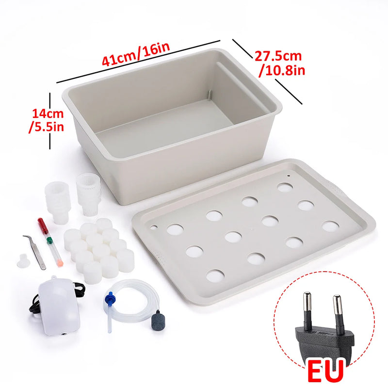 Hydroponisches Pflanzset GrowPure 12 | 12-Kammer-System mit Pumpe | 220 V | Für Kräuter, Gemüse & Setzlinge | 41×27,5×14 cm