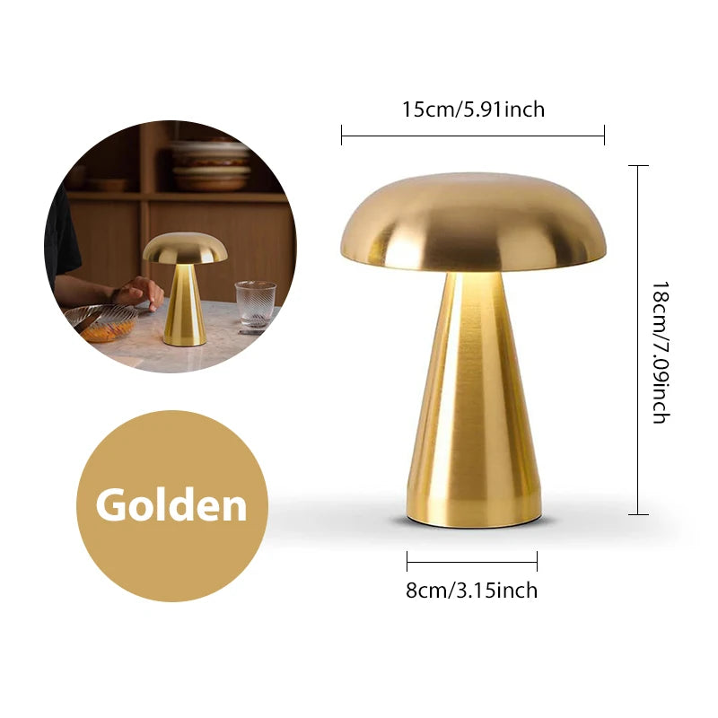 LumoShroom Tischlampe | Retro Pilz-Design | LED & Dimmbar | Wiederaufladbar