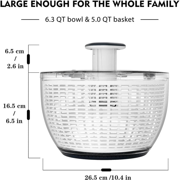 SpinVita Salatschleuder 6 Liter | Einhandbedienung & Rutschfester Stand | Trockner & Mixer für Salat, Kräuter & Beeren | BPA-frei & Großvolumig