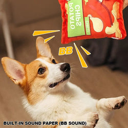SnackPaws | Lustiges Knister-Spielzeug für Hunde | Kartoffelchips-Design | Plüsch & Quietschfunktion | Für Kleine & Mittlere Hunde