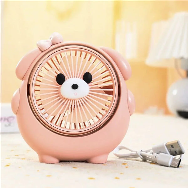 BrisePals MiniCool Mini Tischventilator Hund & Capybara | 3-Stufen Wind | USB-Ladung | Leise & Handlich