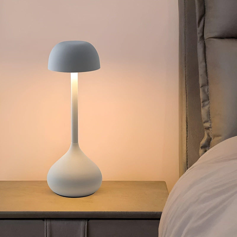 Velumia Kabellose LED Tischlampe Pilzform | Dimmbar & Wiederaufladbar | Touch-Funktion | Aluminium & Acryl | 11×30 cm
