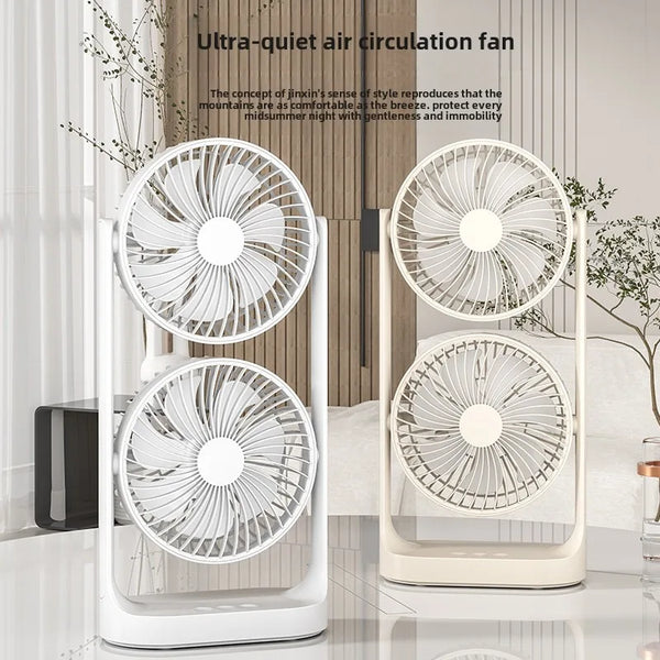 AeroTwins BreezeFlow Tischventilator mit Doppellüfter | Hohe Windkraft | 360° Luftzirkulation | Leise & Kompakt