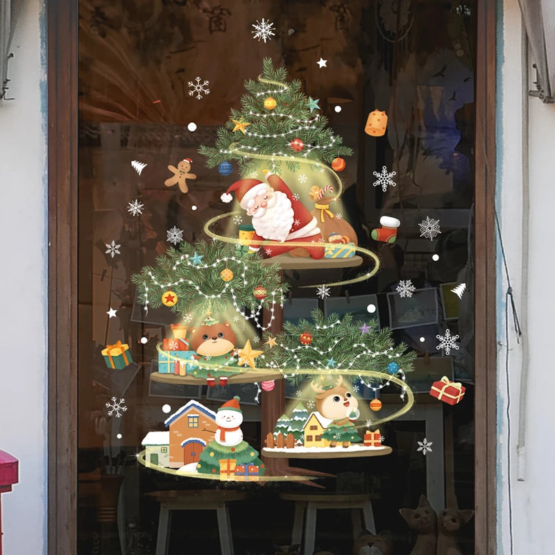 LumiFrost | Weihnachtsfensteraufkleber 2025 | Weihnachtsmann & Tannenbaum | Abnehmbare Fenstersticker für Glas & Wände | Festliche Deko für Weihnachten & Neujahr