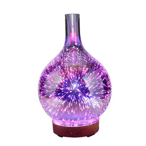 Vivalume Aromadiffusor mit LED | 3D-Glaseffekt & Ultraschallvernebelung | 500 ml Wassertank | Farbwechsel & Timer