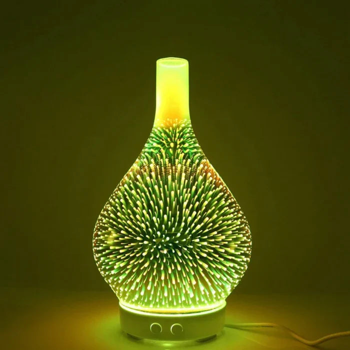 Vivalume Aromadiffusor mit LED | 3D-Glaseffekt & Ultraschallvernebelung | 500 ml Wassertank | Farbwechsel & Timer