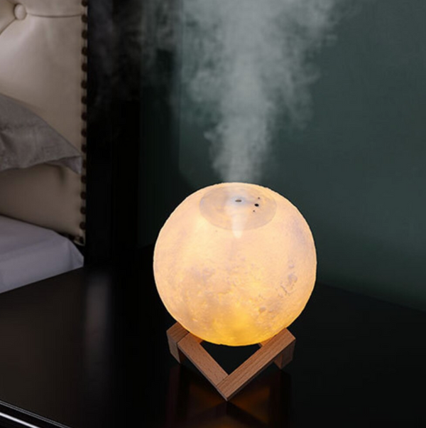 Luftbefeuchter Lampe LunaBreeze | 2-in-1 Nachtlicht & Aroma Diffuser | 880 ml Tank | 3 Farbmodi