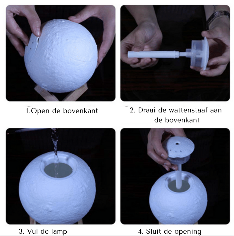 Luftbefeuchter Lampe LunaBreeze | 2-in-1 Nachtlicht & Aroma Diffuser | 880 ml Tank | 3 Farbmodi