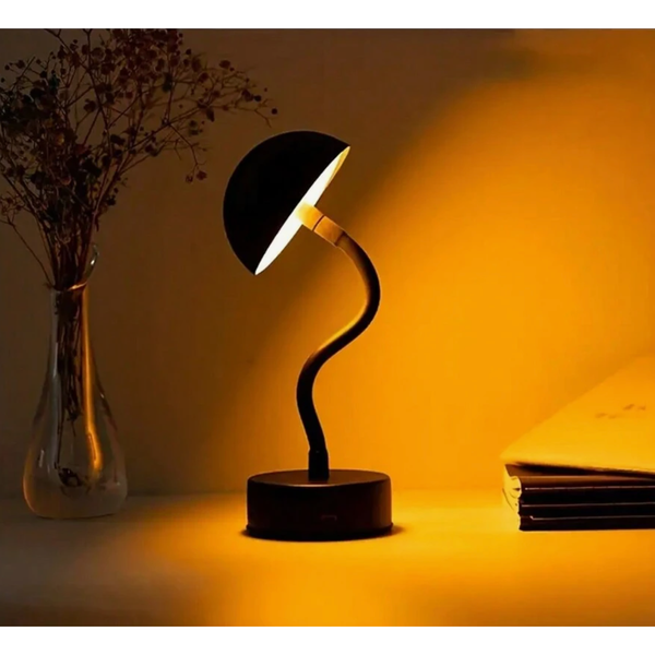 LumoraForm Pilz-Tischlampe | Kabellos & Dimmbar | LED mit Touch-Steuerung | Wiederaufladbar | Schwarz