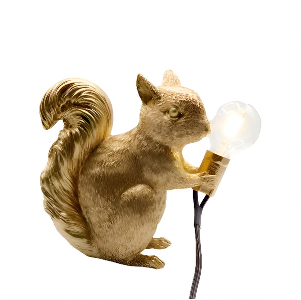 NordiLicht Tischlampe Eichhörnchen | Nordic Design | Warmes LED-Licht | Harzfigur