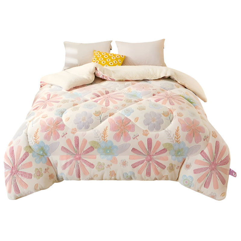 Flanell-Bettdecke Floravine | Weich & Warm | Blumenmuster | Hautfreundlich & PflegeleichtC