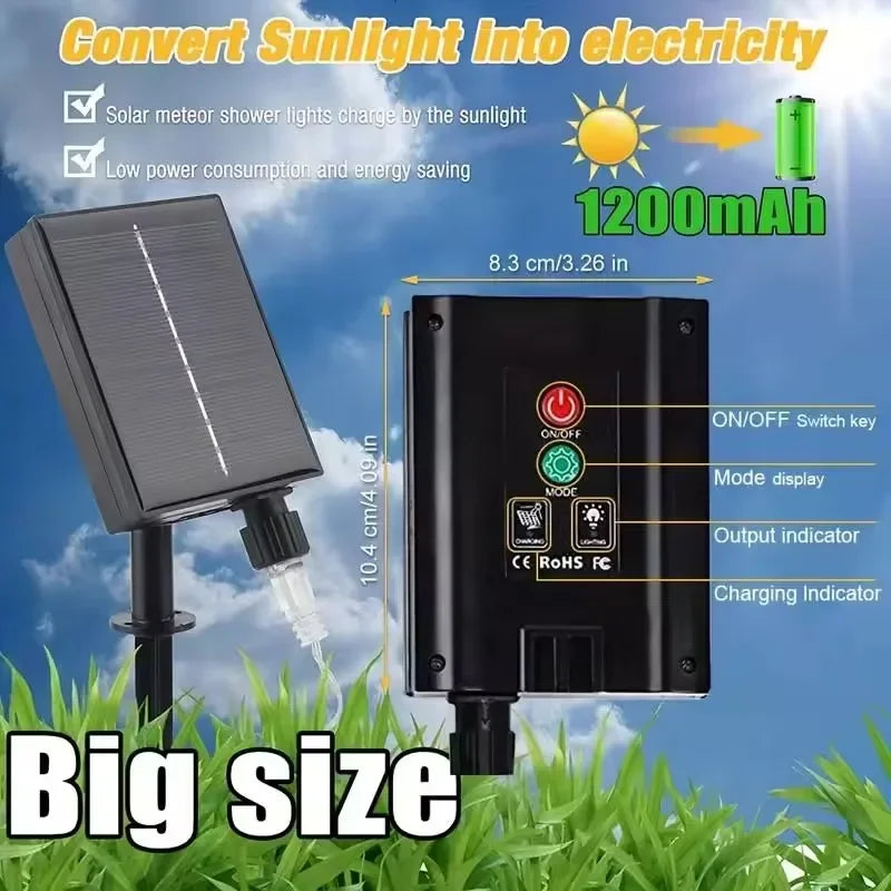 Lunaris Solar Feuerwerk Lichterkette | 5×90 LEDs | 8 Modi & Fernbedienung | IP65 Wasserdicht | Garten, Terrasse & Weihnachten