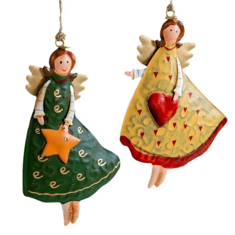 AngelWood Classics | 4er-Set Vintage Weihnachtsengel | Flache Holzanhänger | Deko für Christbaum & Zuhause | Festlicher Baumschmuck 2025/2026
