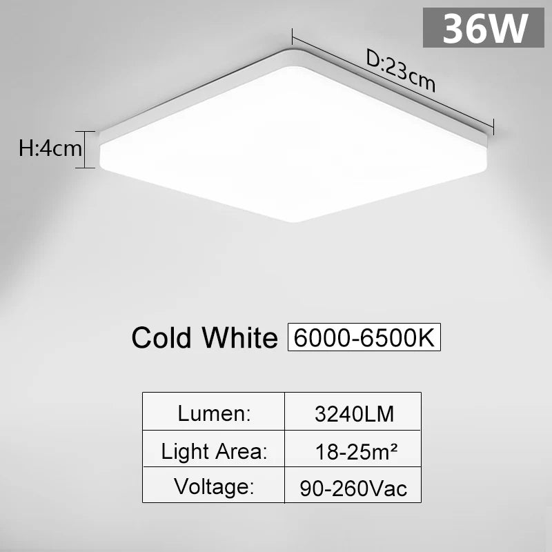 LumiSquare LED Deckenleuchte | Ultra-Flach & Modern | 18W/24W/36W/48W | Warm-, Neutral- & Kaltweiß