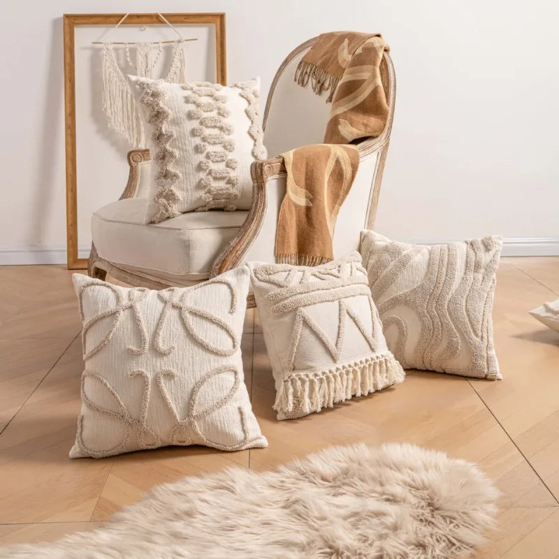 CasaLoom Kissenbezüge 45×45 cm | Modernes Loop-Garn Design | Strukturierte Deko-Kissen im Boho & Skandi Stil | Weich & Elegant