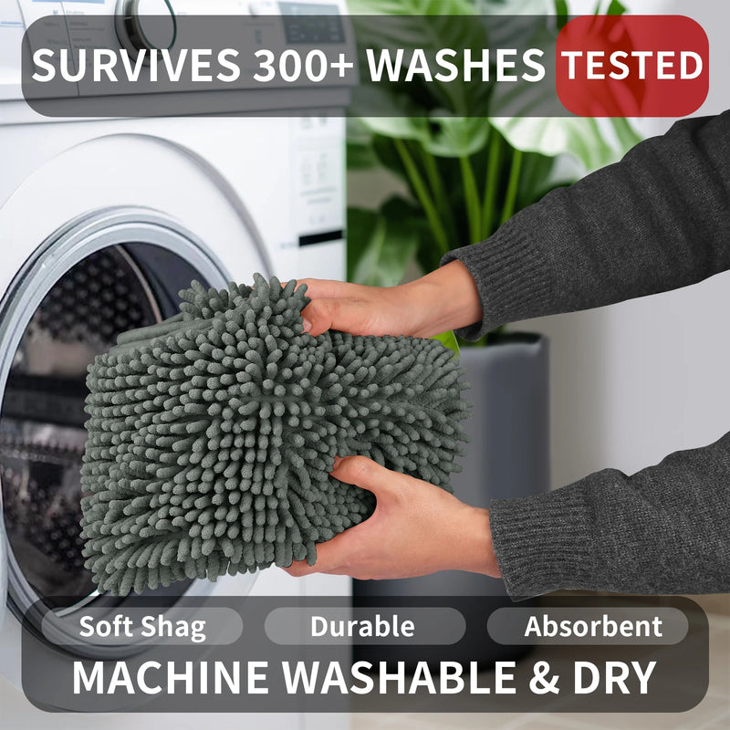 Aqualume | Toilettenvorleger U-Form | Super Saugfähige Chenille-Badematte | Rutschfest & Waschmaschinengeeignet | Weich & Komfortabel