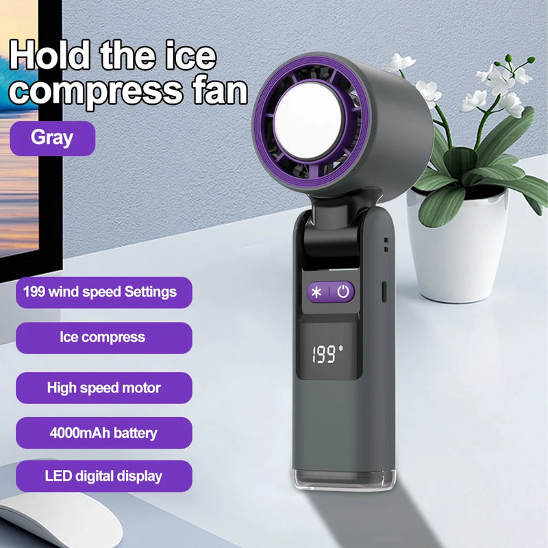 Mini-Ventilator FrostaBreeze 199 | Tragbar & Halsventilator | 199 Windstufen, LED-Display & Kaltluft-Modus | 4000 mAh Akku
