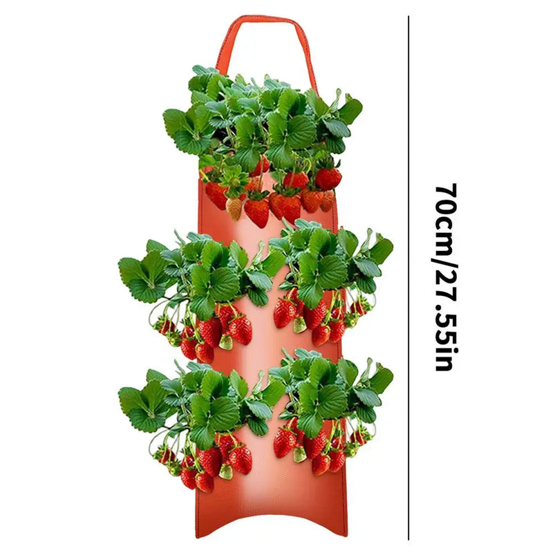 GrünHäng Pflanztasche mit 4/6/8/10 Öffnungen | Hängend & Atmungsaktiv | Für Erdbeeren, Tomaten & Kräuter | Robustes Canvas-Gewebe
