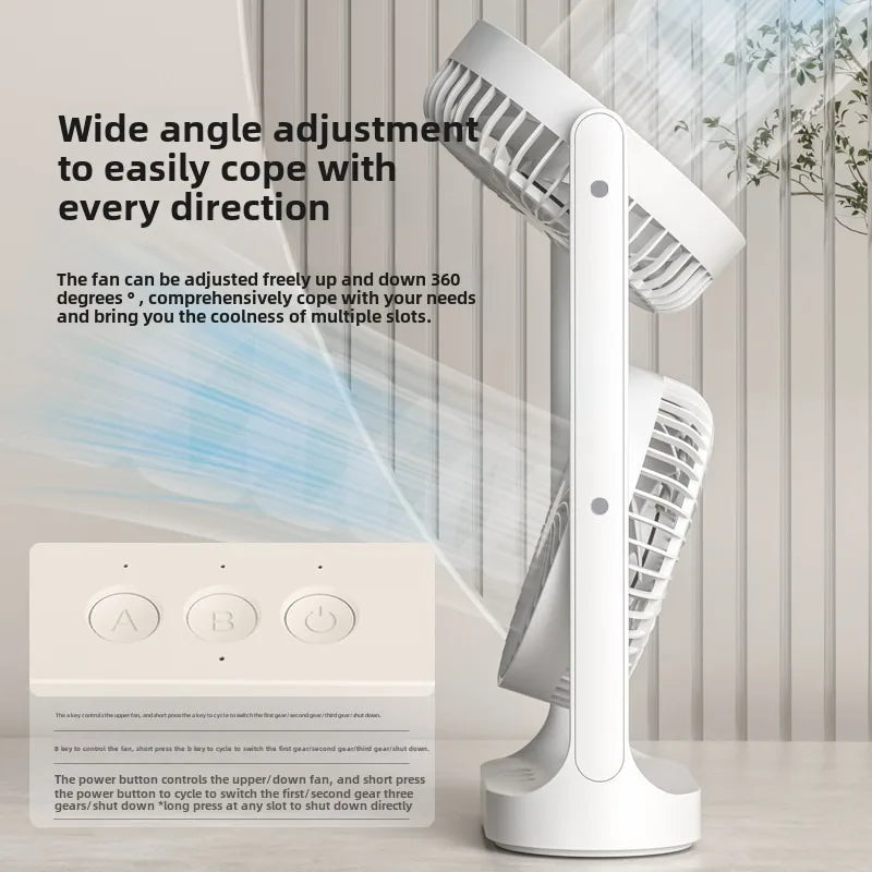 AeroTwins BreezeFlow Tischventilator mit Doppellüfter | Hohe Windkraft | 360° Luftzirkulation | Leise & Kompakt