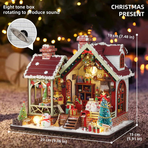 Miniatur-Puppenhaus Christmas Night Warm House | DIY Bastelset mit Spieluhr | Kreative Weihnachtsdekoration & Geschenkidee