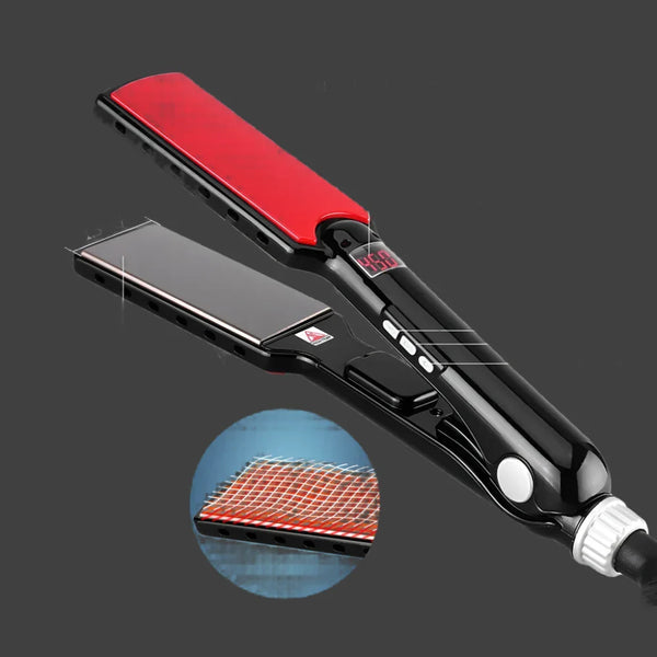 Glätteisen TITANEA PRO | Breite Nano-Titanplatten | 50–249 °C | LED-Display & Dual-Spannung | 25×4,3×3,5 cm