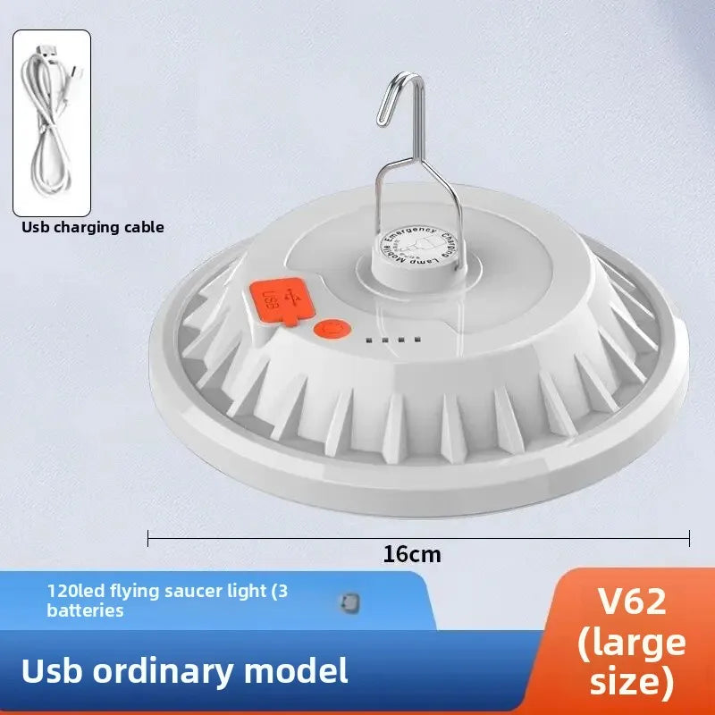 Skyvalo Solar UFO-Campinglampe | Mit Fernbedienung | Wiederaufladbar & Tragbar | Für Outdoor, Notfall & Nachtmärkte